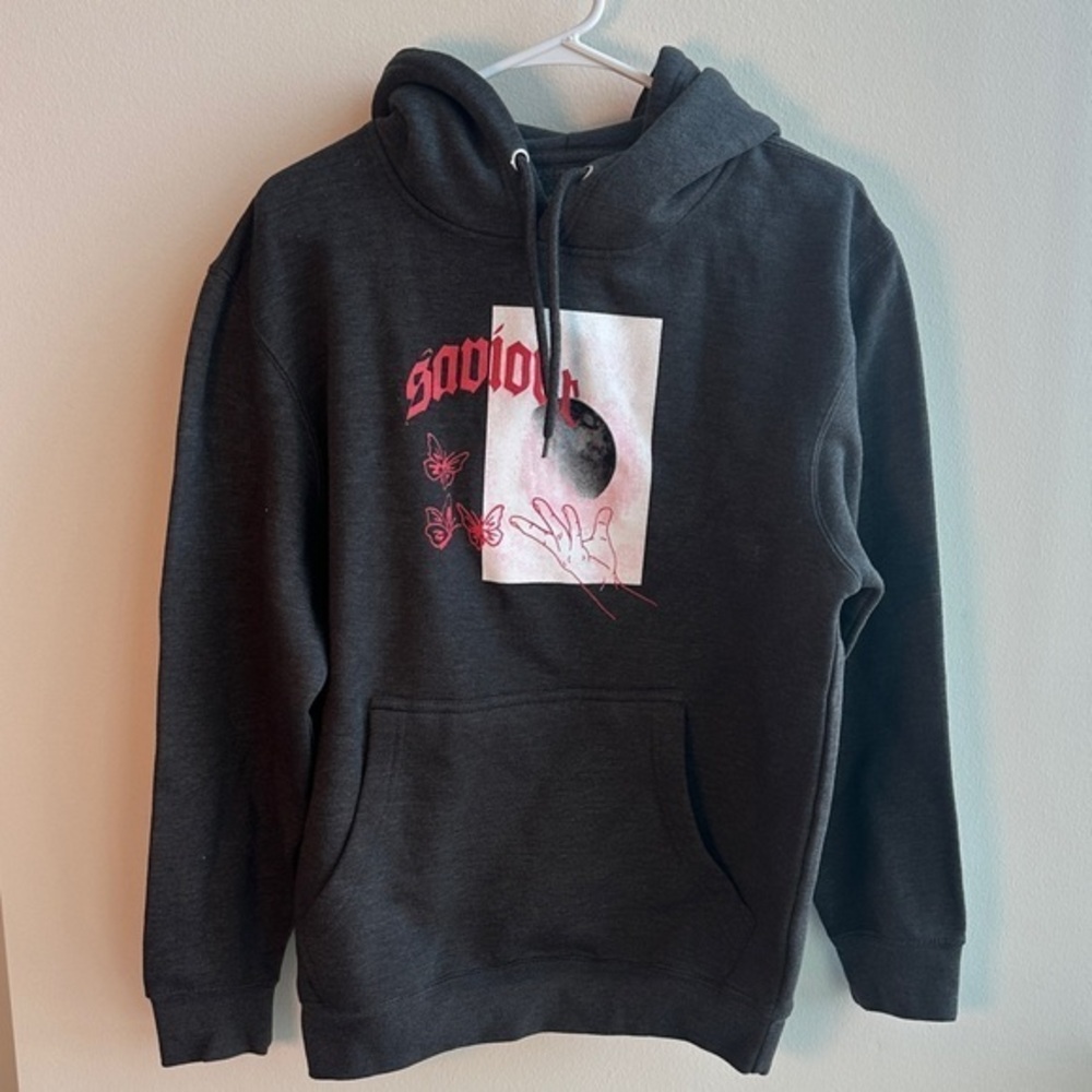 Fashion Nova Charcoal Hoodie with Pink Graphic